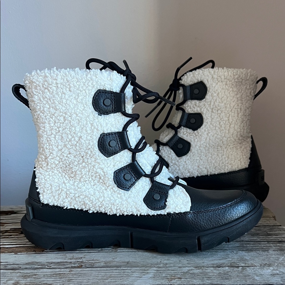 Sorel Black and Cream Women’s EUR 39.5 USA 8.5 Sherpa Boots - Picture 8 of 14